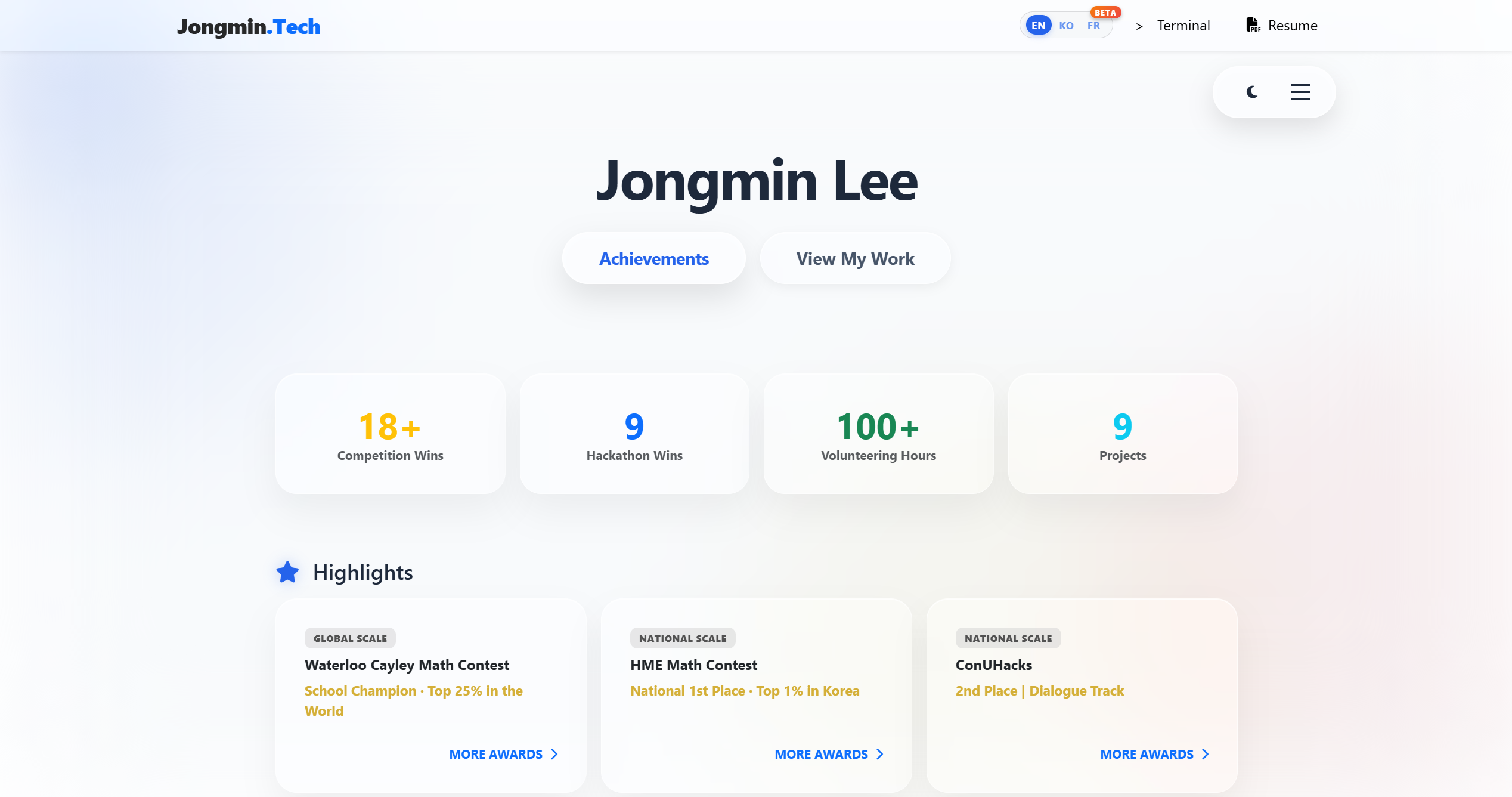 Personal Website screenshot