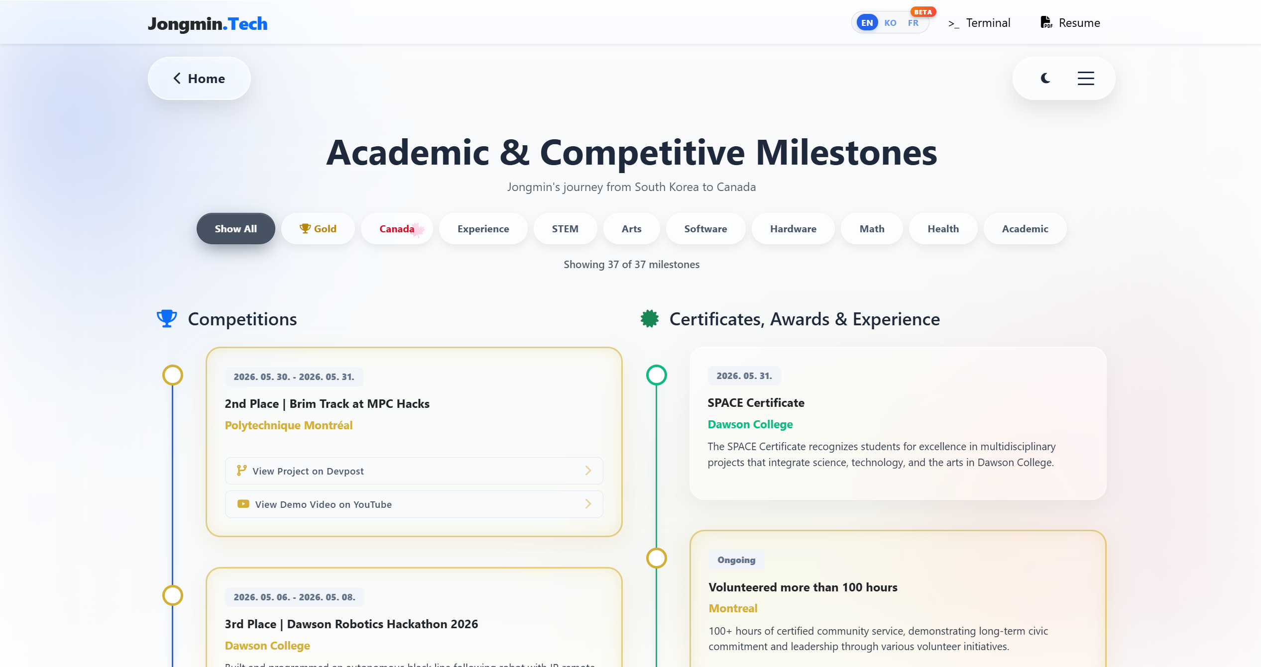 Personal Website screenshot