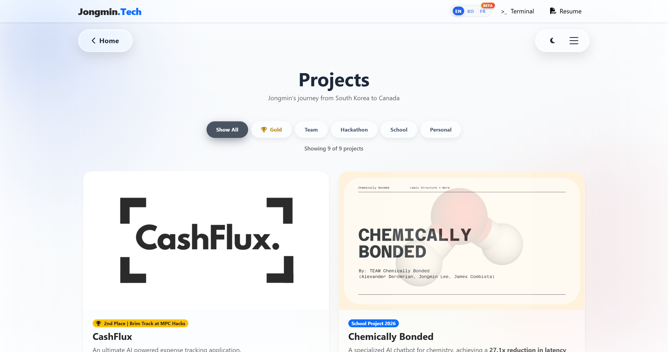 Personal Website screenshot