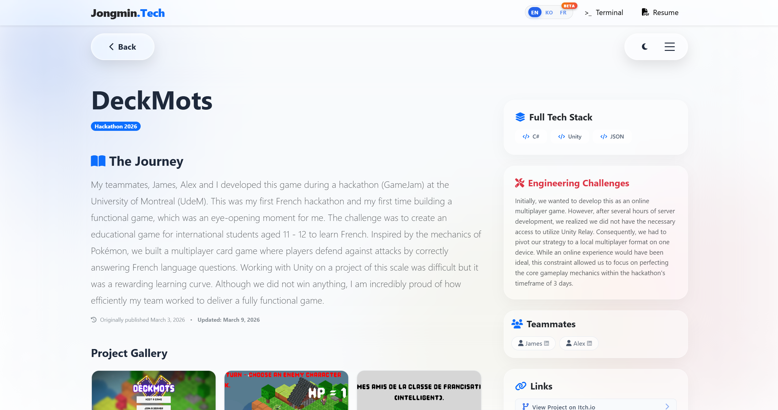 Personal Website screenshot